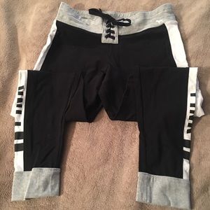 💖PINK Yoga Black Gray & White Jogger Pants💖LARGE